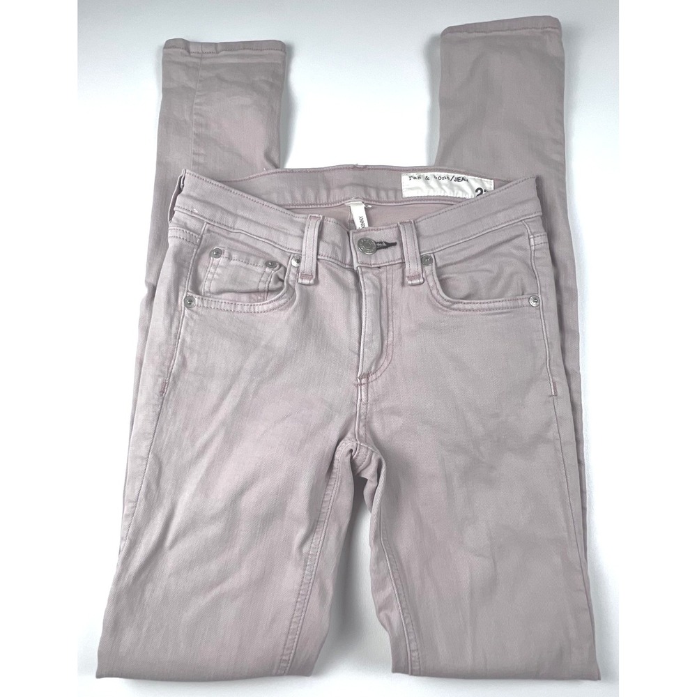 Rag & Bone Y2K Skinny Jeans Women 23 Low Rise Pink Pastel Denim USA 25x29"